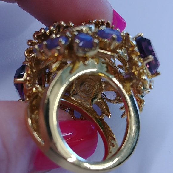 NWOT Coach Multi Stone Floral Cluster Cocktail Ring - Picture 10 of 10